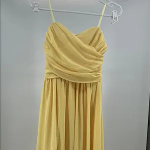 Moonlight Serenade Yellow Strapless slit Maxi Dress S formal bridesmaid party thumbnail 3
