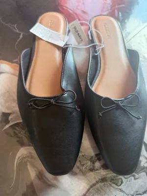 Old Navy Women’s Black Ballet Mule Flats Square Toe Bow Size 9 New With Tags thumbnail 2