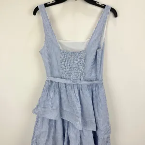 J.Crew Striped Sleeveless Belted Tiered Dress White Banker Blue Retro US 6 NWT thumbnail 12