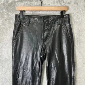 Kut From The Kloth‎ Reese Ankle Straight Leg Zipper Black Faux Leather Pants 6L thumbnail 2