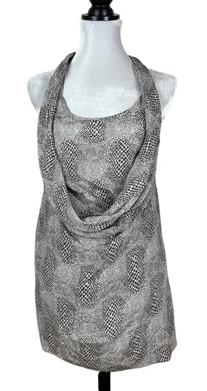 NWT Anthropologie Drew Silk Python Print Drape Front Halter Tunic Top Size XS thumbnail 1