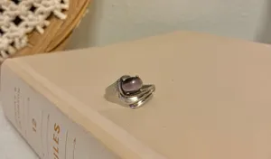 Purple Glass Faux Star Sapphire Silver Victorian Ring “Tabitha” Dark Femme Classic Jewelry thumbnail 1