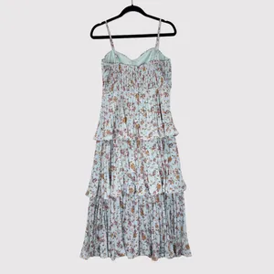 NWT Lulus Dress Blue Midi Floral Bustier Layered Underwired Slip Boho Medium thumbnail 3