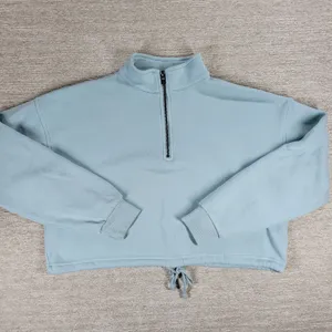 American Eagle Ahh Mazingly Soft Hoodie XS Blue Cropped Fleece Quarter Zip thumbnail 3