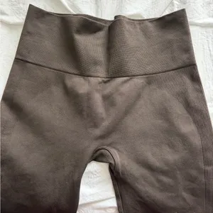 SET Active Women’s Ribbed Medium Brown Leggings *flaw read thumbnail 5