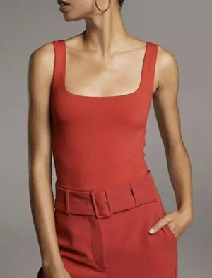 Aritzia Babaton Women’s Contour Sleeveless Square Neck Bodysuit in Red Size S thumbnail 4