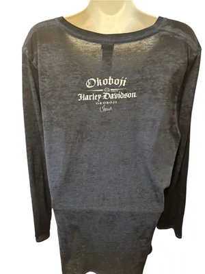 Harley Davidson Motorcycles Burn~Out V~Neck Tee XL Okoboji Iowa Bling Graphics thumbnail 2