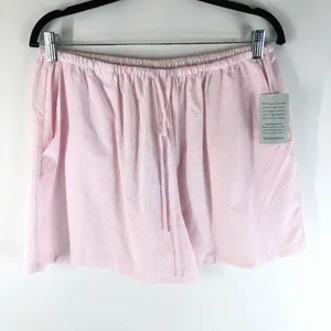 WAYF Womens Lounge Pajama Shorts Pull On Pockets Striped Pink White L thumbnail 1