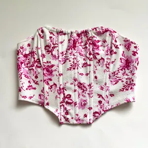 Shein Pink and White Floral Corset Top thumbnail 2
