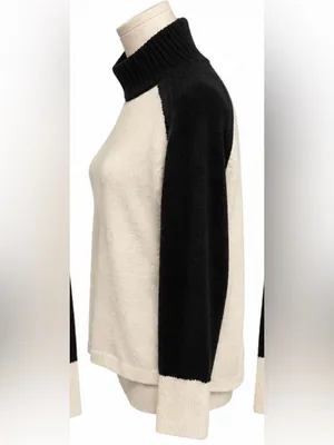 Sanctuary Black Ivory Colorblock Turtleneck Sweater Size L thumbnail 2