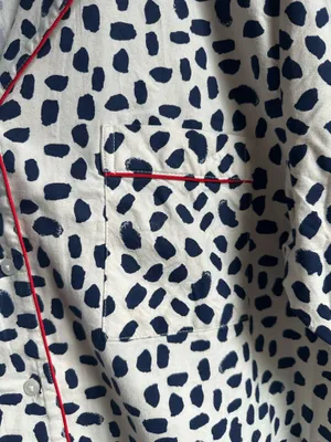 Aerie Navy and White Print Button Up Pajama Top thumbnail 7