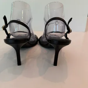 Zara Slingback Strappy Heels Sz 40 / 9 Black Shoes Stilettos thumbnail 4