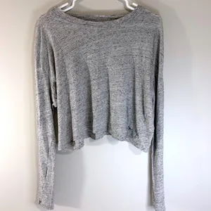 Pink Victoria's Secret Grey Space Dye Preppy ‎ Comfy Crop Top Womens Large Retro thumbnail 2