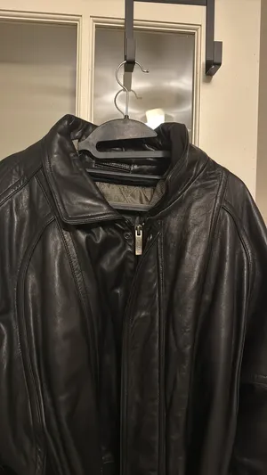 100% Leather Trench Coat Black Size XL thumbnail 2