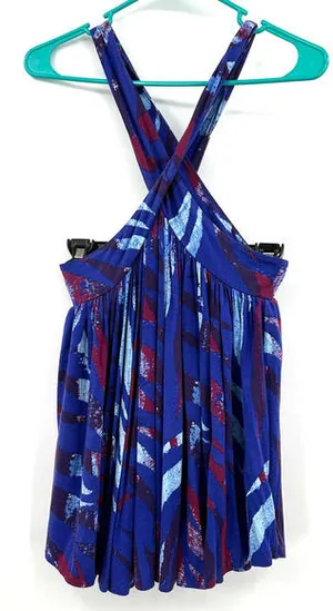 We the Free‎ size Medium criss cross strap tank top flowy blue purple thumbnail 1