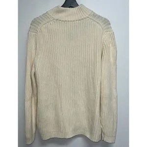 Lands End Women Cable Knit Sweater Size L Cream Ivory 1/4 Zip Pullover Mock Neck thumbnail 3