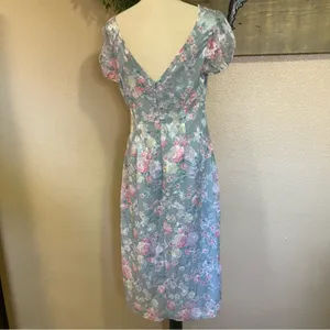NWOT Lulus Elegant Personality Slate Blue Floral Burnout Midi Dress thumbnail 6