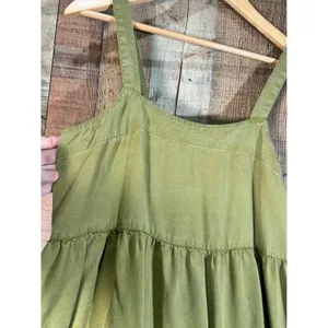 The Drop Olive Green Tencel Lyocell Tiered Maxi Dress Boho Earthy Utility Small thumbnail 4