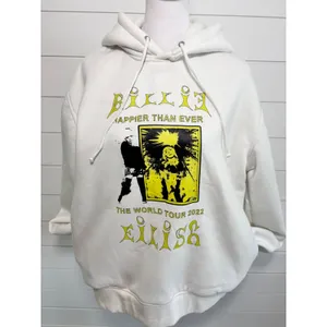 Billie Eilish Happier Than Ever World Tour 2022 Hoodie White Yellow Graphic XL thumbnail 2