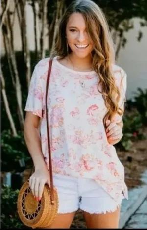 ✨HP✨NWOT✨Free People Tourist T-Shirt Pink Floral Blush✨ thumbnail 1