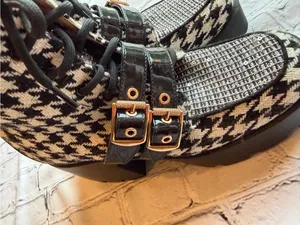 Betsey Johnson Y2K Chunky Platform Boot Houndstooth Black White Buckle Bratz 6.5 thumbnail 15
