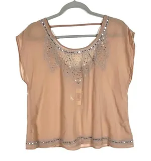 Decree‎ sequin sheer blouse NWT thumbnail 1