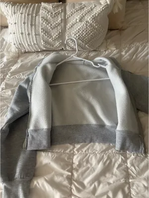 Cropped Grey Zip Up Jacket Gray thumbnail 2