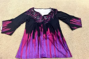 Ab24 woman top shirt bell sleeves purple medium size amazing thumbnail 1