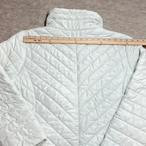 T‎ by Talbots Packable Puffer Jacket XL Mint Green Chevron Quilted Zip Up EUC thumbnail 9