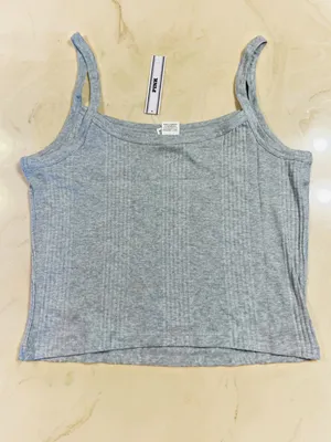VICTORIA’S SECRET PINK Multi Rib Cami Tank Medium Grey Scoop Neck Fitted XL thumbnail 4