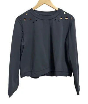 Lululemon women's space crew eyelet black size‎ 4 thumbnail 1