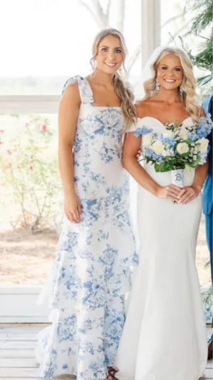 Blue & White Bridesmaid Dress thumbnail 1