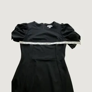 Calvin Klein Womens Black Puff Sleeve Tie Detail Sheath Dress Size 4 Solid LBD thumbnail 6