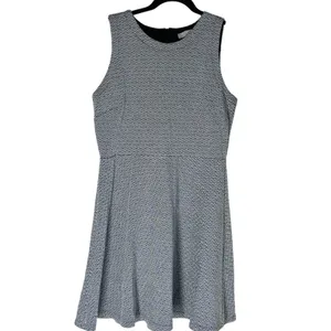 LOFT Black White Geometric Double Knit Jacquard Dress 8 thumbnail 3