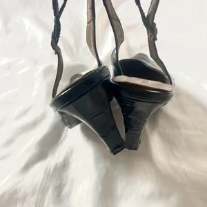 Stacy Adams Vintage 90s Black Leather Slingback Kitten Heels US 8 thumbnail 6
