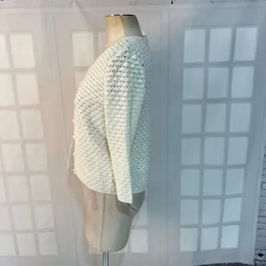 Lauren Ralph Lauren White Exclusive Hand Knit V-Neck Cardigan Petite Medium thumbnail 6
