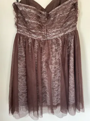 strapless formal dress brown lace women’s size 12 prom dance Y2K thumbnail 14
