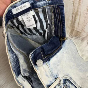 Garage Retro High Waist Acid Wash Denim Shorts Rolled Cuff‎ Distressed Size 1 thumbnail 9