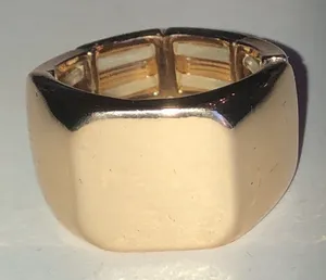Gold Tone Square Signet Stretchy Ring thumbnail 1