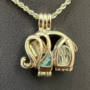 925 Sterling Silver Cage Elephant Pendant with Beads 6g. thumbnail 12