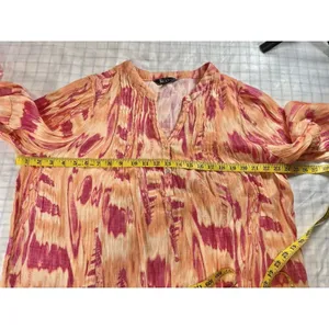 Nicole Miller Woman 2X Boho Tie Dye Peasant Blouse - Orange & Pink Crinkle thumbnail 5