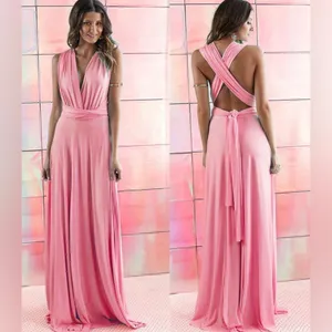 IBTOMCASTLE Multi-Way Infinity Dress XL Pink Maxi Bridesmaid Wedding Prom thumbnail 2