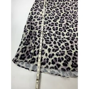 JustFab Womens XL Purple Leopard Print A-Line Midi Skirt Animal Print High Waist thumbnail 4