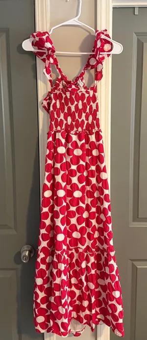 vestique Red and White Floral Maxi Dress with Tie Straps thumbnail 1