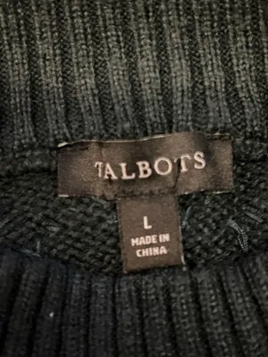 Talbots Sweater Womens Large Blue Mock Neck Beaded Jewel Yoke Knit Pullover thumbnail 7
