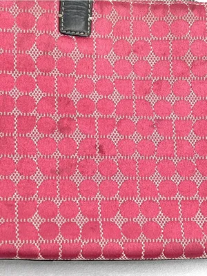 Vintage Y2K Kate Spade Noel Dot Pink Jacquard Black Leather Tote Shoulder Bag thumbnail 9