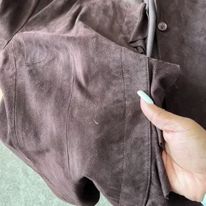 VTG 90s Women Goat Suede Leather Jacket Equestrian‎ Chocolate Brown Western Boho thumbnail 9