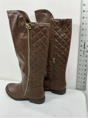 Womans Excellent Condition Quilted 1/4 Zip Riding Boots Size 6 Brown thumbnail 3
