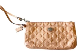 Coach Pink Signature C Embossed Patent Zip Wristlet Clutch thumbnail 1