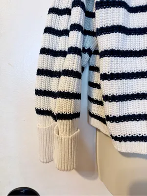 French Connection XS White Black Stripe Knit Boat Neck Sweater Cotton thumbnail 6